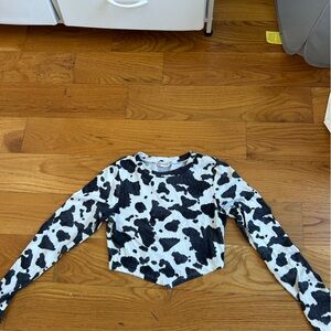 Altar'd State Black and White Cow Print Crop Top